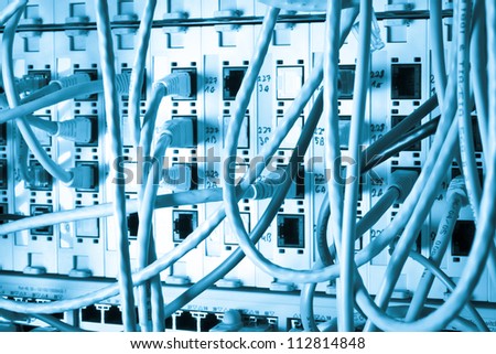 Concept of  network infrastructure with cables connected to data center