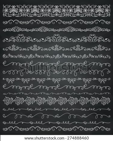 Collection of Seamless Hand Drawn Doodle Vintage Borders and Frames. Design Elements. Illustration