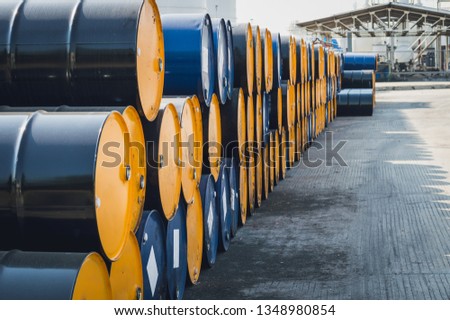 Similar – Image, Stock Photo Stacked, rusty metal drums and other waste