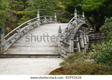 Bridge in the garden of the imperial palace in Kyoto, Japan