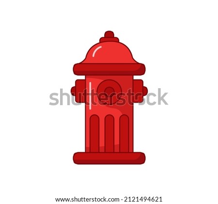 Red fire hydrant. Vector illustration in cartoon childish style. Isolated funny clipart on white background. cute print