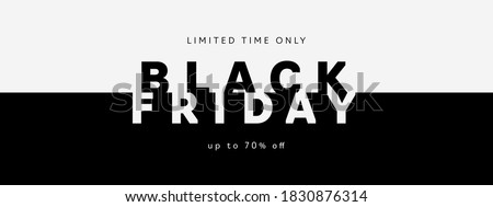 Black Friday Sale banner. Modern minimal design with black and white typography. Template for promotion, advertising, web, social and fashion ads. Vector illustration.