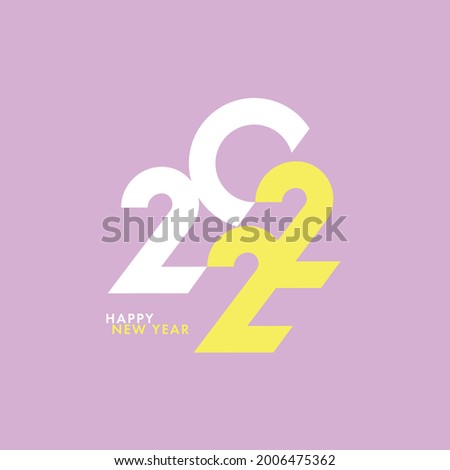 Creative concept of 2022 Happy New Year poster. Design template with typography logo 2022 for celebration and season decoration. Minimalistic trendy background for branding, banner, cover, card