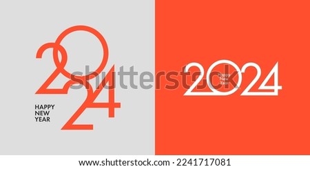 Creative concept of 2024 Happy New Year posters. Design templates with typography logo 2024 for celebration and season decoration. Minimalistic trendy background for branding, banner, cover, card