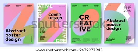 Creative covers or posters concept in modern minimal style for corporate identity, branding, social media advertising, promo. Minimalist cover design template with dynamic fluid gradient lines