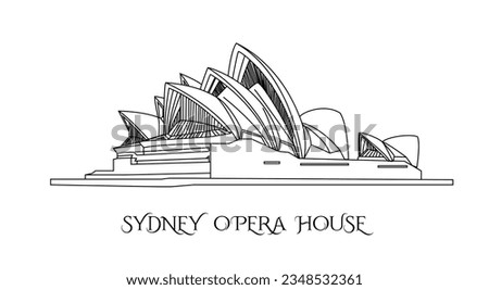 Sydney Opera House vector illustration on white background. 