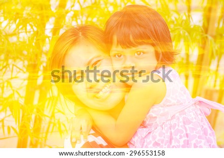 Double Exposure Effect Love Mom and Child