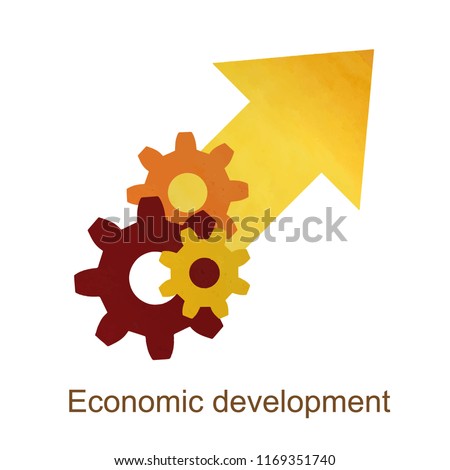 Growth economic development concept, economic expansion, financial increase, growing economy, higher level, upgrade plan, rate grow financial  flat icon vector watercolor Illustration
