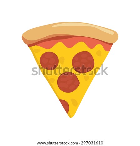 Slice of Italian pepperoni pizza on white background, top view