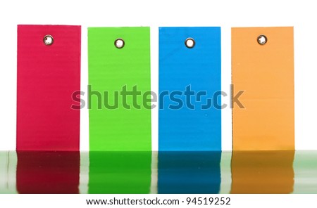 Group colorful tag label sticker for price or luggage baggage tagging