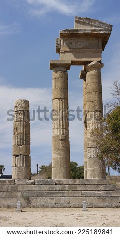 temple of apollo in acropolis of rhodes in greece