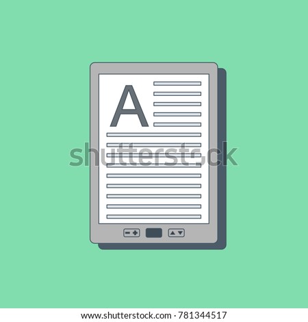 E-book vector icon in flat style. E-reader symbol Isolated on a light background. Electronic or kindle book concept.