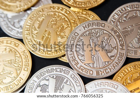 Cryptocurrency coins (Karbo aka Karbovanets) macro coins Zdjęcia stock © 