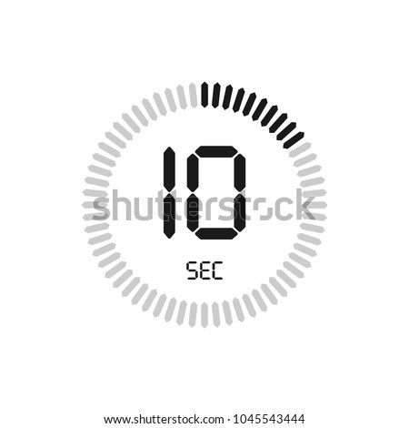 The 10 seconds, stopwatch vector icon. Clock and watch, timer, countdown symbol.