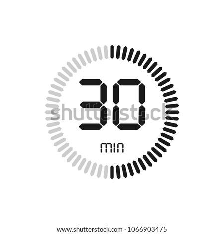 The 30 minutes, stopwatch vector icon, digital timer. clock and watch, timer, countdown symbol.