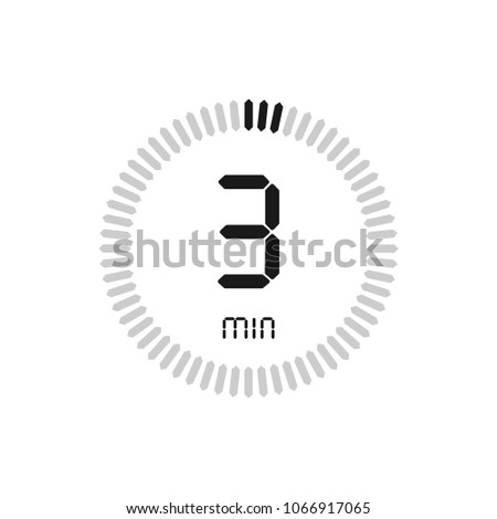 The 3 minutes, stopwatch vector icon, digital timer. clock and watch, timer, countdown symbol.