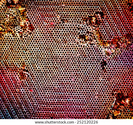 Close up of infrared gas stove corrosion of metals  made with color filters