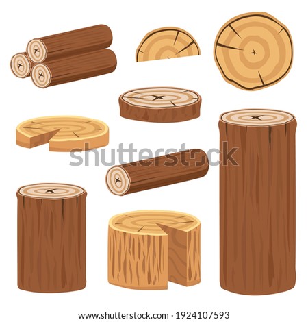 Various wood logs and trunks collection to make poster decoration Stockfoto © 