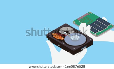 Data recovery Hardisk and SSD vector flat illustration