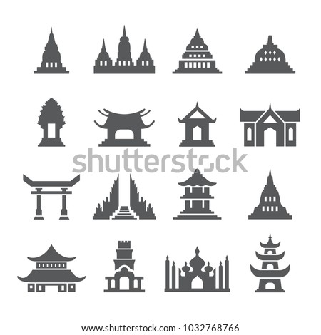 Asia Temple icon set