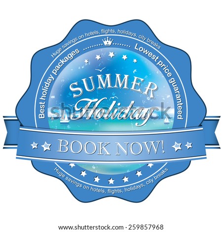 Tourism agency advertising sticker - Best Holiday Packages. Lowest price guarantee. Book Now!  - Print colors used