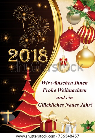 2018 merry christmas and happy new year greeting card with german message text translation - New Year Greeting Card 2018 merry christmas and happy new year greeting card with german message text translation - New Year Greeting Card