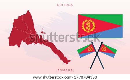 National map of Eritrea, Vector flag of Eritrea, Eritrea map, illustration flag size vector of Eritrea.