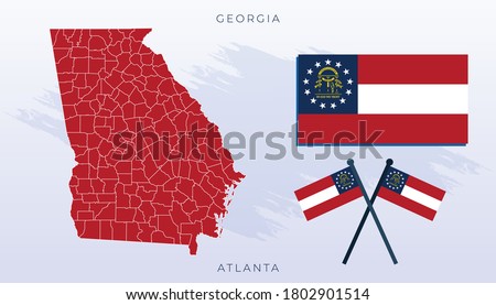 National map of Georgia, Vector flag of Georgia, Georgia map, illustration flag size vector of Georgia.