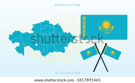 National map of Kazakhstan, Vector flag of Kazakhstan, Kazakhstan map, illustration flag size vector of Kazakhstan.