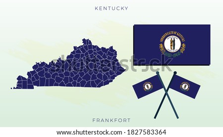National map of Kentucky, Vector flag of Kentucky, Kentucky map, illustration flag size vector of Kentucky.
