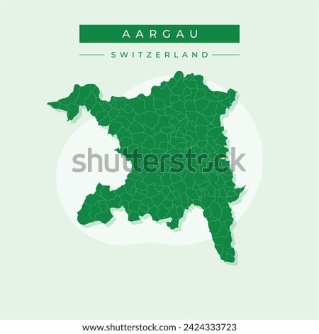 Aargau (Cantons of Switzerland, Swiss cantons, Swiss Confederation) map vector illustration, scribble sketch Canton of Argovia map