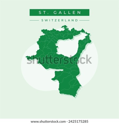 St. Gallen (Cantons of Switzerland, Swiss cantons, Swiss Confederation) map vector illustration, scribble sketch Canton of St Gall map