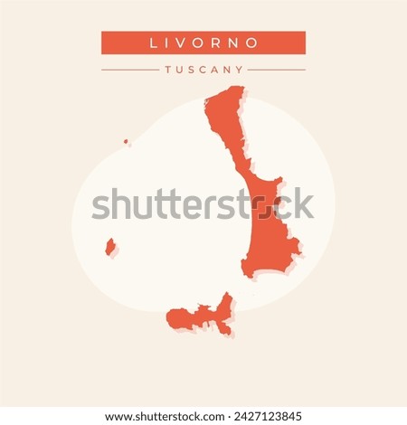 High Quality map of Livorno is a province of Italy, with borders of the municipalities