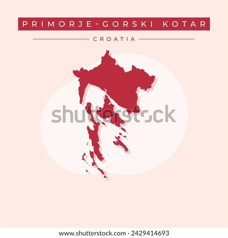 Primorje-Gorski Kotar County (Counties of Croatia, Republic of Croatia) map vector illustration, scribble sketch Primorje Gorski Kotar (Krk, Cres, Losinj and Rab island) map