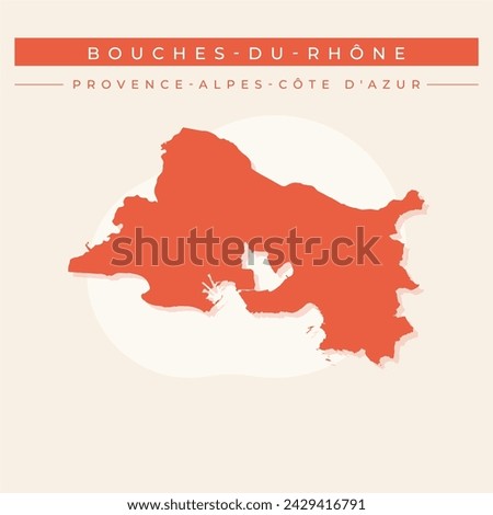 High Quality map of Bouches-du-Rhone is a department of France, with borders of the arrondissement