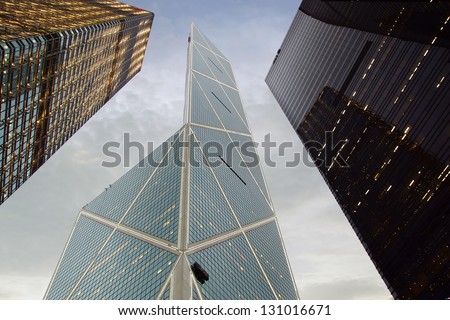 HONG KONG, CHINA-DECEMBER 12:Citibank Plaza & Bank of China.Citibank Plaza is modern glass and steel office complex that comprises Citibank Tower, ICBC Tower on December 12, 2012 Hong Kong, China