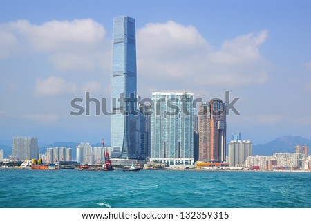 HONG KONG, CHINA-DECEMBER 12: The International Commerce Centre  (abbr. ICC Tower) is a 118-storey, 484 m (1,588 ft) skyscraper completed in 2010 in West Kowloon on December 12, 2012 Hong Kong,China
