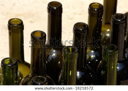 Group of empty wine bottles