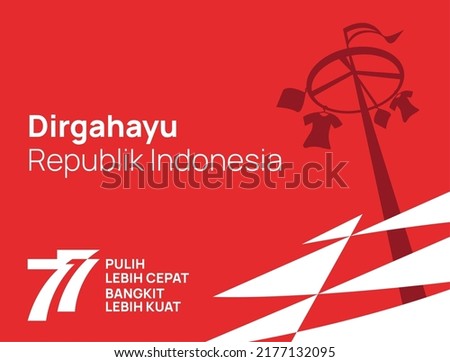 Indonesia independence day 17 august with traditional games concept illustration. 77 tahun kemerdekaan indonesia translates to 77 years Indonesia independence day