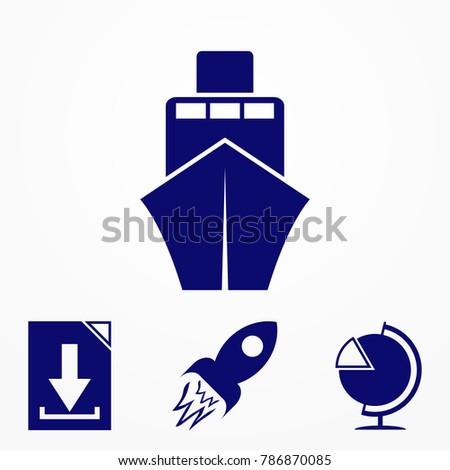 Ship icon. Cruise, tour, delivery concept, Marine boat. Transportation sign Isolated on grey background, EPS10