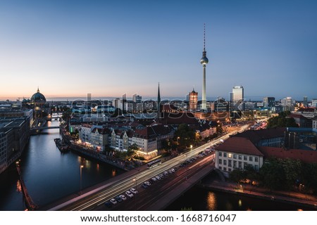 Similar – Image, Stock Photo View of television tower and monument