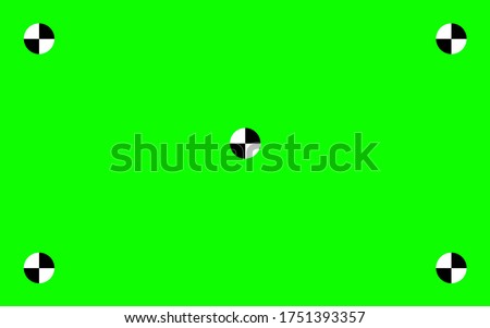 Green screen background. VFX motion tracking markers. Design green screen backdrop template. Abstract concept video footage replacement tracking markers element. Set Vector illustration EPS 10