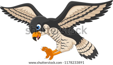 Vector illustration of falcon cartoon isolated on white background