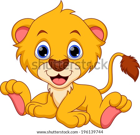 Cute Baby Lion Cartoon Stock Vector Illustration 196139744 : Shutterstock