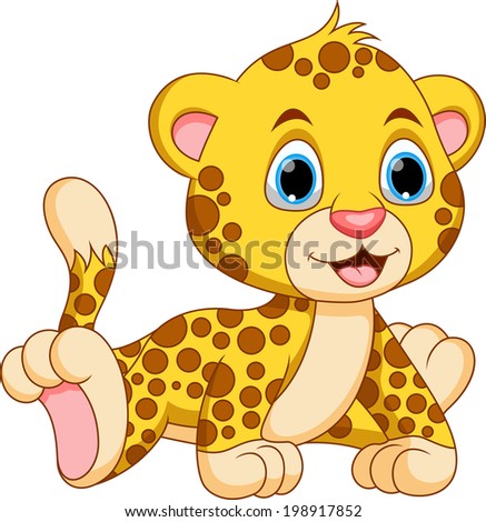 Cute Baby Cheetah Cartoon Stock Vector Illustration 198917852 ...