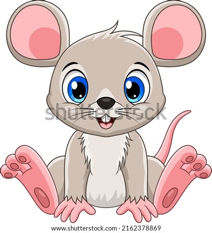 Cartoon cute baby mouse sitting
