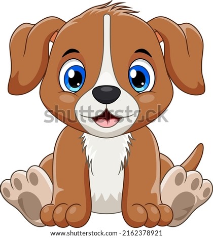 Cartoon cute baby dog sitting
