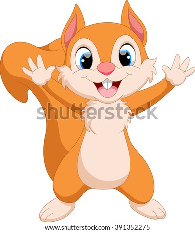 Cute Squirrel Cartoon Waving Stock Vector Illustration 391352275 ...