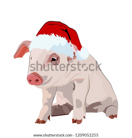 Pinky pig in red hat