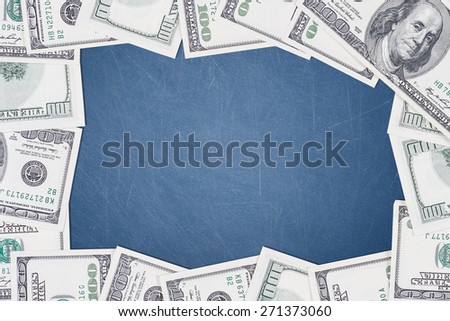 Blueboard with border made of 100 US dollars